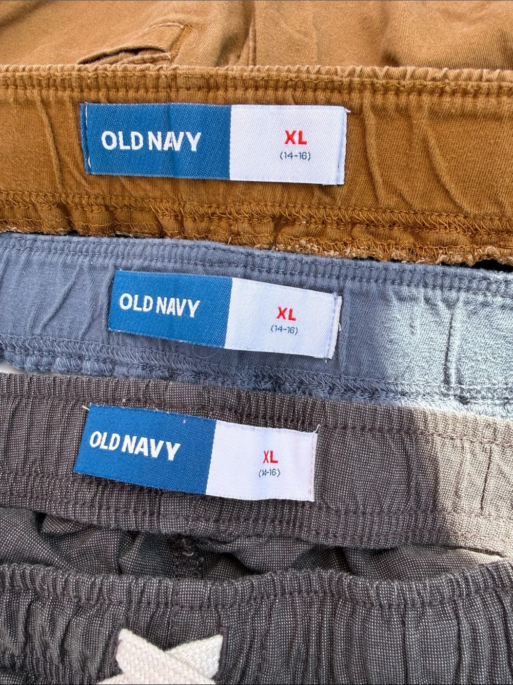 Lot of 3 Kids Elastic-Waist Shorts - Gray, Blue, Khaki